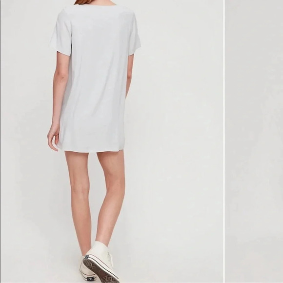 WILFRED FREE by ARITZIA Teigen Mini Shirt Dress in Lune L Taupe Gray Gauzy - Picture 9 of 10
